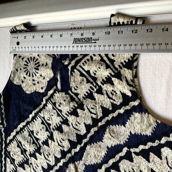 VINTAGE Hilo Hattie Women Dress 10 Navy Geometric Shift Sleeveless Knee Length - Picture 4 of 9